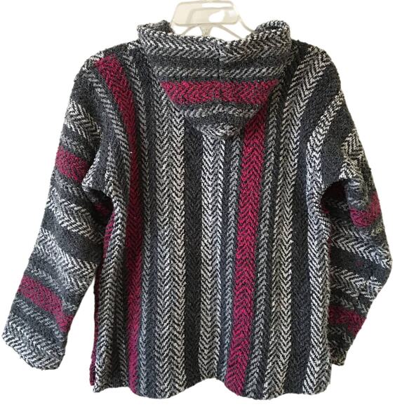 Earth Ragz Size Small Woven Blanket Hoodie With Kangaroo Pocket Gray Cream Pink - Picture 2 of 6